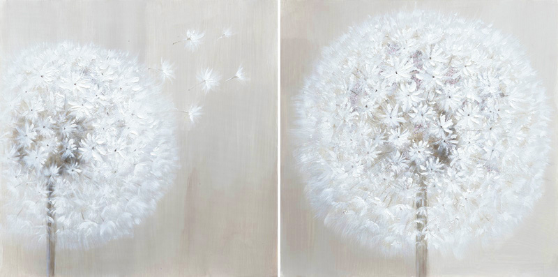 PXYW641 Wall décor art oil on canvas floral dandelions set of 2
